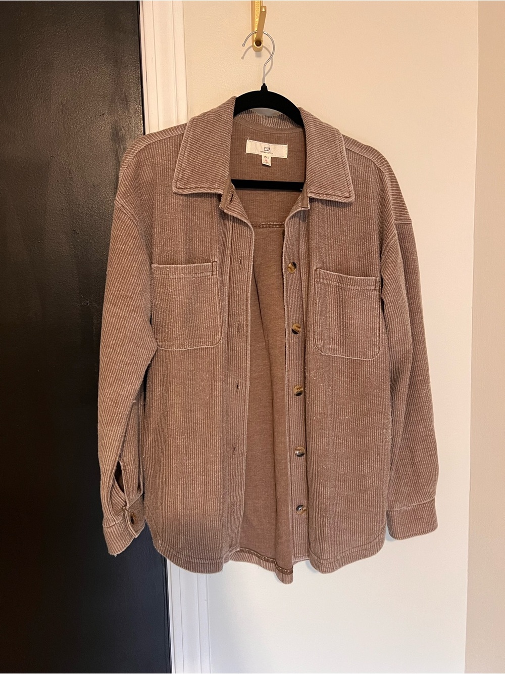Thread & Supply Button-Up Shacket Taupe Brown - Size Small